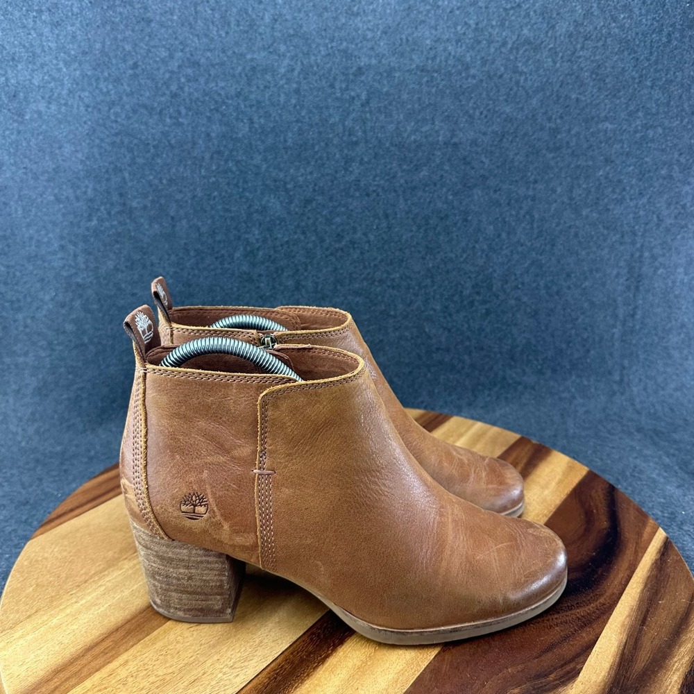 Timberland Eleonor Street Brown Tan Casual Leather Ankle Boots Women's Size 10